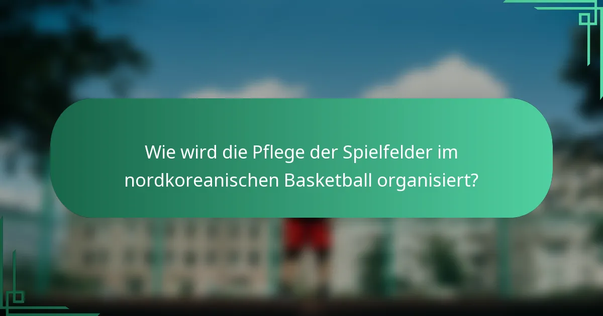 Wie wird die Pflege der Spielfelder im nordkoreanischen Basketball organisiert?